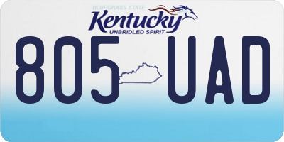 KY license plate 805UAD