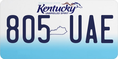 KY license plate 805UAE