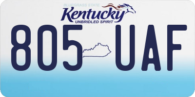 KY license plate 805UAF