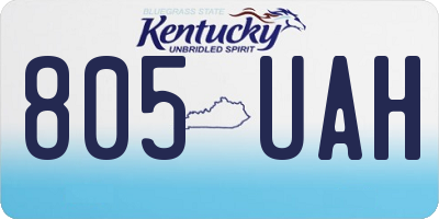 KY license plate 805UAH