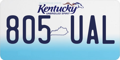 KY license plate 805UAL