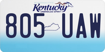 KY license plate 805UAW