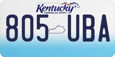 KY license plate 805UBA
