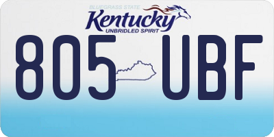KY license plate 805UBF
