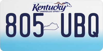 KY license plate 805UBQ