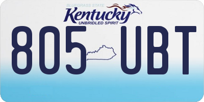 KY license plate 805UBT