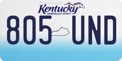 KY license plate 805UND