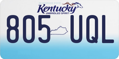 KY license plate 805UQL