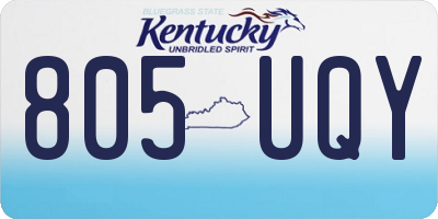 KY license plate 805UQY