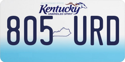 KY license plate 805URD