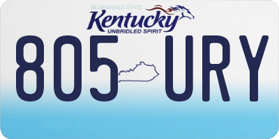 KY license plate 805URY