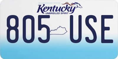 KY license plate 805USE