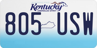 KY license plate 805USW