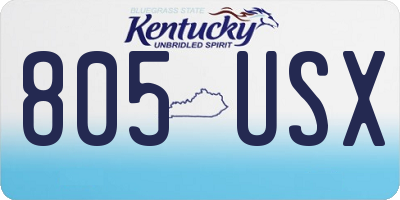 KY license plate 805USX