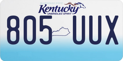KY license plate 805UUX