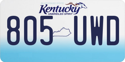KY license plate 805UWD