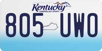 KY license plate 805UWO