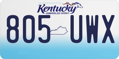 KY license plate 805UWX