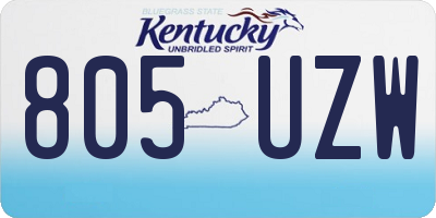 KY license plate 805UZW