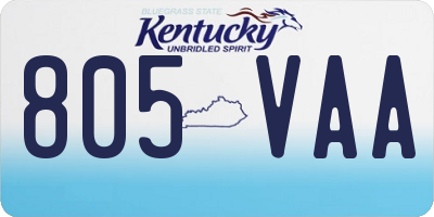 KY license plate 805VAA