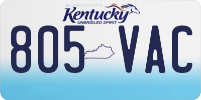 KY license plate 805VAC