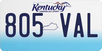 KY license plate 805VAL