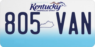 KY license plate 805VAN
