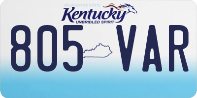KY license plate 805VAR