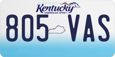 KY license plate 805VAS