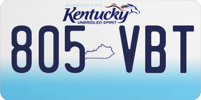 KY license plate 805VBT