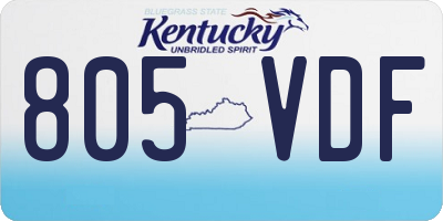 KY license plate 805VDF
