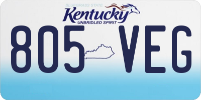 KY license plate 805VEG
