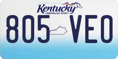 KY license plate 805VEO