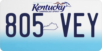 KY license plate 805VEY