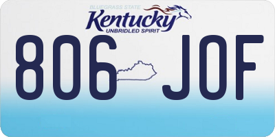 KY license plate 806JOF
