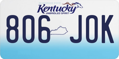 KY license plate 806JOK