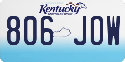 KY license plate 806JOW