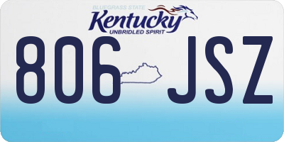 KY license plate 806JSZ