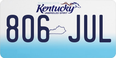 KY license plate 806JUL
