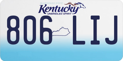 KY license plate 806LIJ