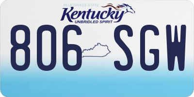 KY license plate 806SGW