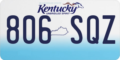 KY license plate 806SQZ