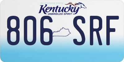 KY license plate 806SRF