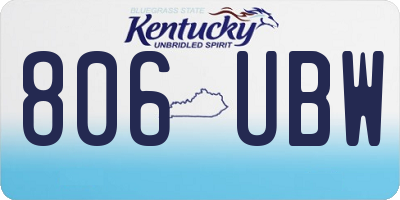 KY license plate 806UBW