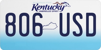 KY license plate 806USD