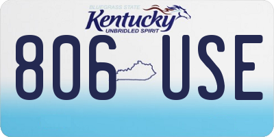 KY license plate 806USE