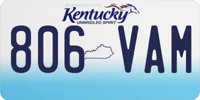 KY license plate 806VAM