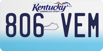 KY license plate 806VEM