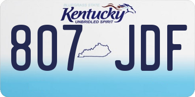 KY license plate 807JDF