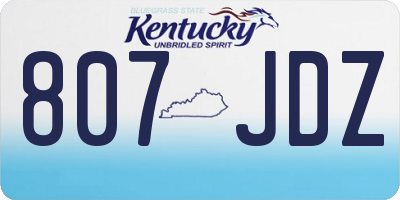 KY license plate 807JDZ